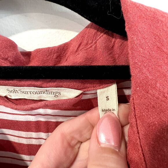 Soft Surroundings Linen Blend Button Down Fontana Belted Midi Dress - Picture 11 of 12